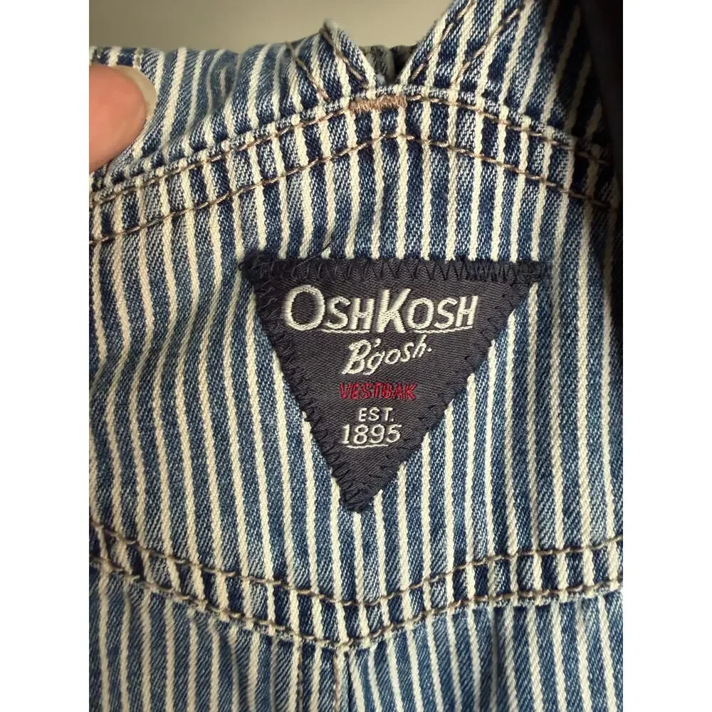 Vintage OshKosh B'Gosh 12M Hickory Stripe Overalls Railroad Denim Baby USA